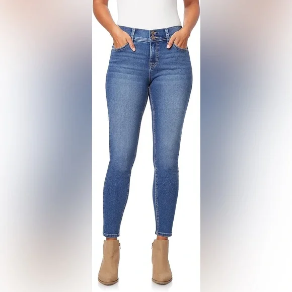 Angels Forever Young Women's Curvy Skinny Jeans - 100% Cotton, Zip Fly